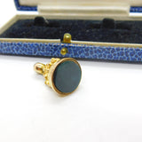 9ct Yellow Gold Victorian Style Bloodstone Set Fob Seal Pendant Vintage c1970