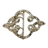 19th Century Sterling Silver, Paste & Ruby Set Snake Serpent Buckle Antique c1860