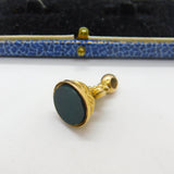 9ct Yellow Gold Victorian Style Bloodstone Set Fob Seal Pendant Vintage c1970