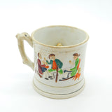 19th Century Staffordshire Ceramic Frog Mug Tankard Pub Tavern Scene Georgian