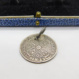 King Charles II Shilling Coin Fob Pendant Antique 1668 Early Sterling Silver