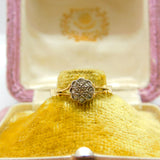 Victorian 18ct Yellow Gold & Diamond Daisy Flower Ring Antique c1890 Size M 1/2