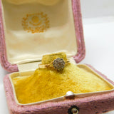 Victorian 18ct Yellow Gold & Diamond Daisy Flower Ring Antique c1890 Size M 1/2