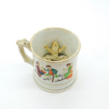 19th Century Staffordshire Ceramic Frog Mug Tankard Pub Tavern Scene Georgian