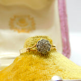 Victorian 18ct Yellow Gold & Diamond Daisy Flower Ring Antique c1890 Size M 1/2