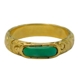 George III Yellow Metal Floral Pattern Turquoise Band Ring Antique c1800