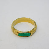George III Yellow Metal Floral Pattern Turquoise Band Ring Antique c1800