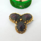 Victorian 18ct Yellow Gold Egyptian Scarab Beetle Trefoil Brooch Antique c1860