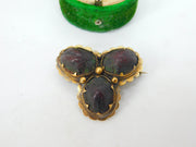 Victorian 18ct Yellow Gold Egyptian Scarab Beetle Trefoil Brooch Antique c1860