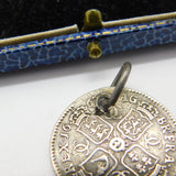 King Charles II Shilling Coin Fob Pendant Antique 1668 Early Sterling Silver