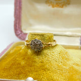 Victorian 18ct Yellow Gold & Diamond Daisy Flower Ring Antique c1890 Size M 1/2