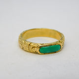 George III Yellow Metal Floral Pattern Turquoise Band Ring Antique c1800