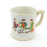 19th Century Staffordshire Ceramic Frog Mug Tankard Pub Tavern Scene Georgian
