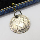 King Charles II Shilling Coin Fob Pendant Antique 1668 Early Sterling Silver
