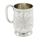 Victorian Sterling Silver Floral Pattern Christening Mug Antique 1876 Birmingham