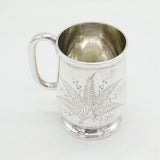 Victorian Sterling Silver Floral Pattern Christening Mug Antique 1876 Birmingham