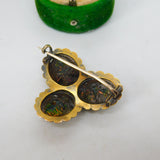 Victorian 18ct Yellow Gold Egyptian Scarab Beetle Trefoil Brooch Antique c1860