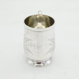 Victorian Sterling Silver Floral Pattern Christening Mug Antique 1876 Birmingham