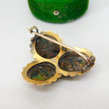 Victorian 18ct Yellow Gold Egyptian Scarab Beetle Trefoil Brooch Antique c1860