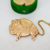 9ct Yellow Gold Pekingese Dog Brooch Pin Vintage 1982 Birmingham