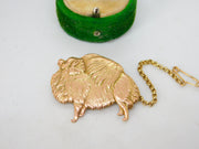 9ct Yellow Gold Pekingese Dog Brooch Pin Vintage 1982 Birmingham