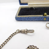 Sterling Silver Double Albert Watch Chain with George III Coin Fob Antique 1928