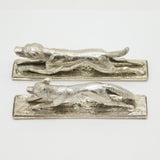 19th Century Cast Silver Plated Fox Hunting Interest Cutlery Rests Antique c1880