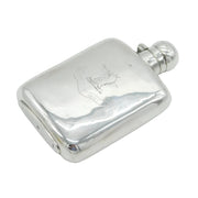 Victorian Sterling Silver Heraldic Crested Hip Flask Antique 1899 Sheffield