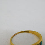 Victorian 18ct Yellow Gold, Turquoise & Diamond Boat Ring Antique 1874 Birmingham