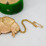 9ct Yellow Gold Pekingese Dog Brooch Pin Vintage 1982 Birmingham