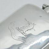 Victorian Sterling Silver Heraldic Crested Hip Flask Antique 1899 Sheffield