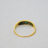 Victorian 18ct Yellow Gold, Turquoise & Diamond Boat Ring Antique 1874 Birmingham