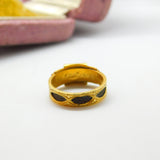 15ct Gold, Black Enamel, Pearl & Hair Form Mourning Ring Antique 1912 Chester