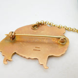 9ct Yellow Gold Pekingese Dog Brooch Pin Vintage 1982 Birmingham