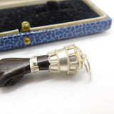 Sterling Silver & Carved Ebony Wood 'Figa' Hand Pendant Antique c1920 Deco