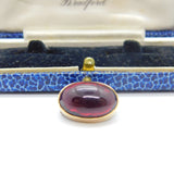 Austro-Hungarian 9ct Gold & Cabochon Garnet Button Brooch Antique c1860