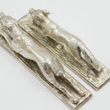 19th Century Cast Silver Plated Fox Hunting Interest Cutlery Rests Antique c1880