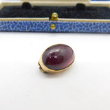 Austro-Hungarian 9ct Gold & Cabochon Garnet Button Brooch Antique c1860
