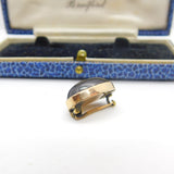 Austro-Hungarian 9ct Gold & Cabochon Garnet Button Brooch Antique c1860