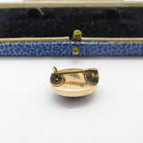 Austro-Hungarian 9ct Gold & Cabochon Garnet Button Brooch Antique c1860