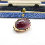 Austro-Hungarian 9ct Gold & Cabochon Garnet Button Brooch Antique c1860