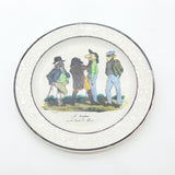 French Satirical Abolitionist Plate 'Le recruteur ou le traite des blancs' Choisy c1840