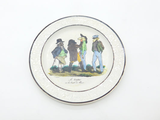French Satirical Abolitionist Plate 'Le recruteur ou le traite des blancs' Choisy c1840