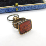 Victorian Rolled Gold & Carved Carnelian Hound Dog Intaglio Fob Seal AF c1850