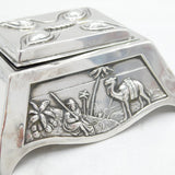 Edwardian Sterling Silver British Military Campaign Inkwell Antique London