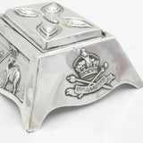 Edwardian Sterling Silver British Military Campaign Inkwell Antique London