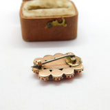 Georgian 9ct Rose Gold, Red Coral & Woven Hair Mourning Brooch Antique c1800