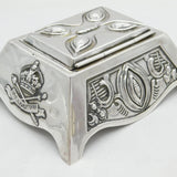 Edwardian Sterling Silver British Military Campaign Inkwell Antique London