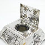 Edwardian Sterling Silver British Military Campaign Inkwell Antique London