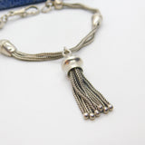 Victorian Sterling Silver Acorn Form Albertina Bracelet with Tassel Antique 1860